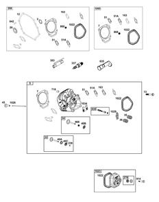 Cylinder Head Group Diagram and Parts List for 19N236-0004-G1 100000 - 19Z999 Briggs and Stratton Engine